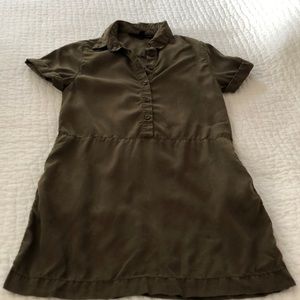 TopShop Petite dark olive green collared dress